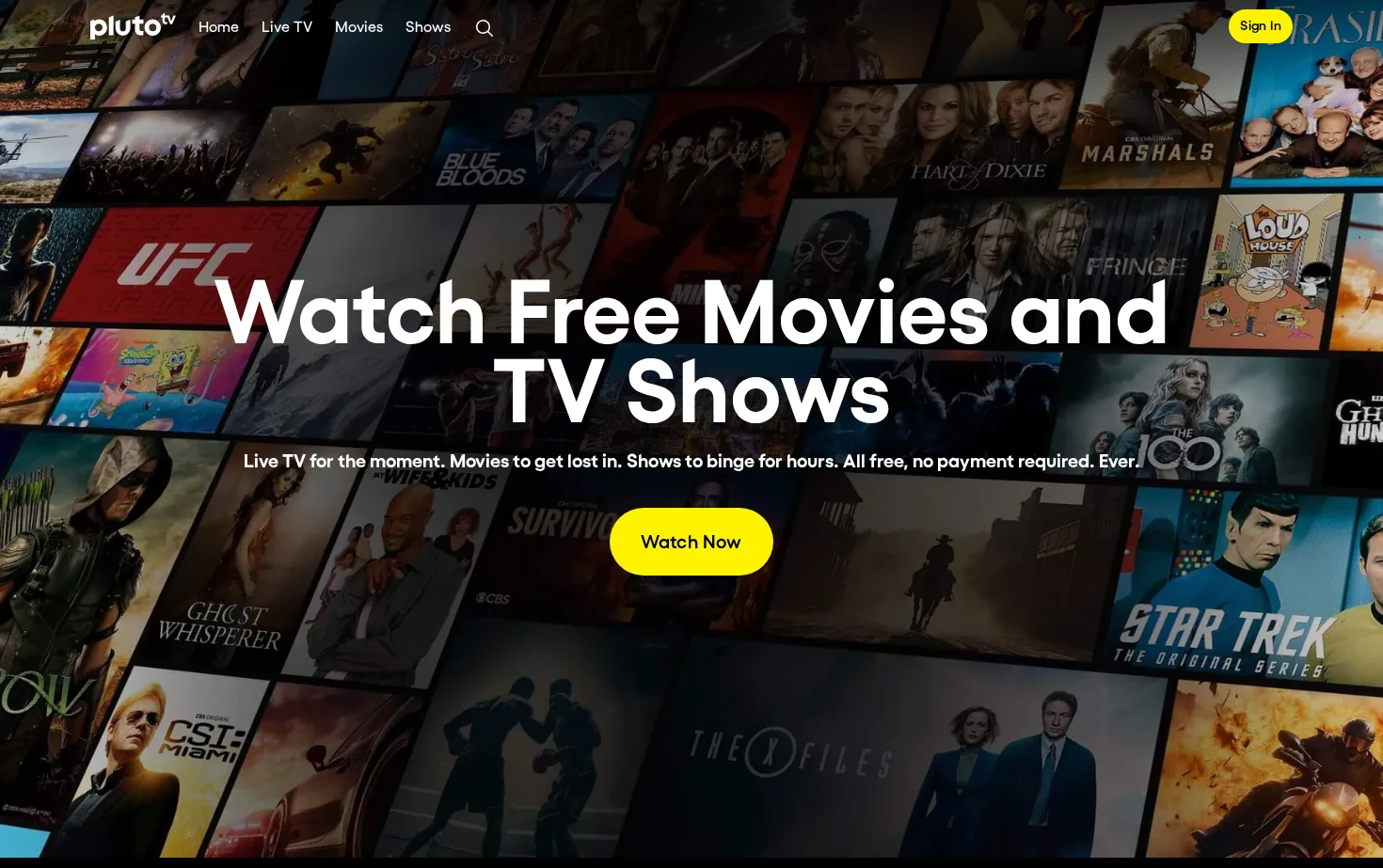 Pluto TV 页面快照